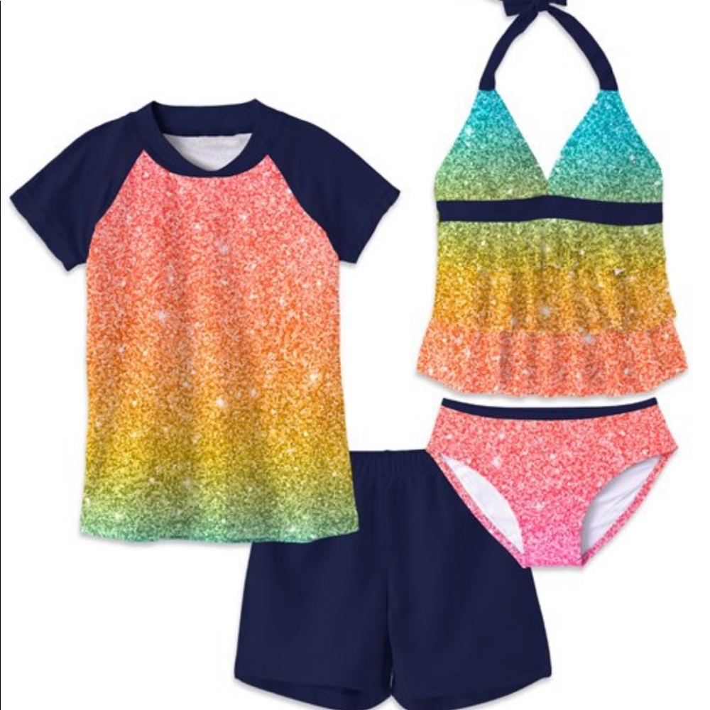 Sunshine Swing Girls Four Piece Two Sets Swimsuit Size 4 NEW